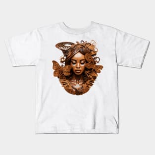 Wooden Carving of a Braided African Woman Kids T-Shirt